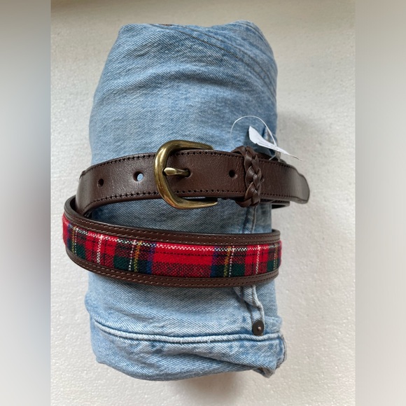 JCREW LEATHER AND WOOL TARTAN BELT - Picture 2 of 8